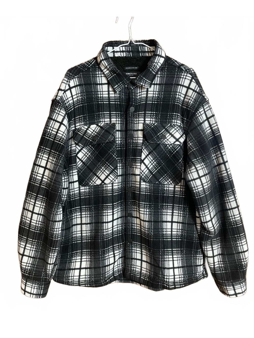 Kenneth Cole plaid flannel shirt jacket, shacket large.